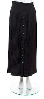 A Chanel Black Pleated Long Skirt, Size 42.