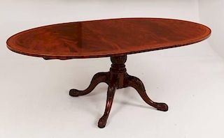 FLAME MAHOGANY TOP OVAL DINING TABLE
