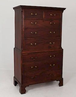 FINE GEORGE III MAHOGANY CHEST ON CHEST