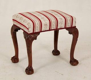 ENGLISH CHIPPENDALE STYLE CARVED WALNUT STOOL