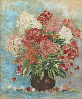 B.F. Guinn, "Still Life of Flowers in a Brown Vase