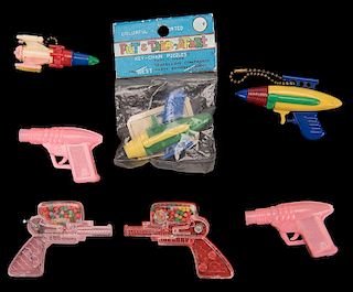 Group of Seven Ray Gun and Rocket Vintage Plastic Toys
