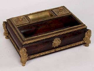 FRENCH ROSEWOOD AND GILT BRONZE REGENCY PEN TRAY