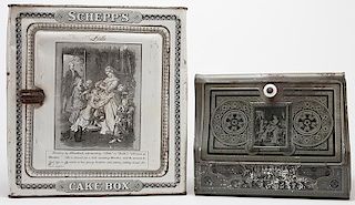 Two Schepp's Tin Cake Display Boxes
