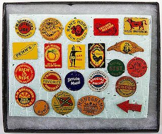 Collection of 22 Tin Tobacco Tags