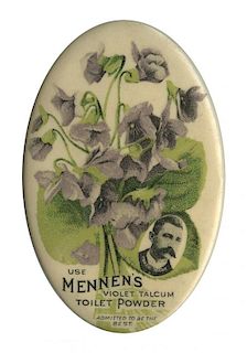 Mennen's Violet Talcum Toilet Powder Oval Celluloid Pocket Mirror