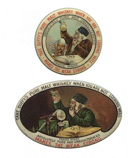 Two Duffy's Malt Whiskey Celluloid Pocket Mirrors