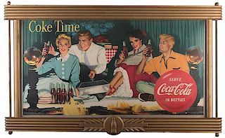 Large Coca-Cola ñCoke Timeî Cardboard Advertising Sign in Original Coke Frame