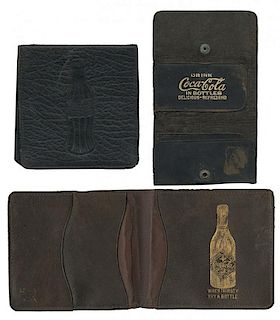 Three Coca-Cola Leather Wallets and One Coca-Cola Watch Fob
