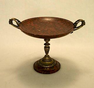 FRENCH BRONZE MOUNTED AND ROUGE MARBLE TAZZA