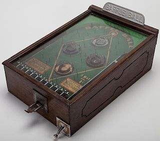 One Cent ñBaffle Ballî Wood Rail Countertop Pinball Machine