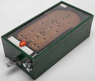 One Cent ñOfficial Pin Tableî Wood Rail Countertop Pinball Machine