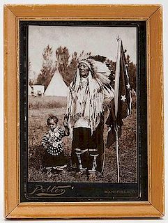 Cabinet Card Portrait of Native American Man and Child