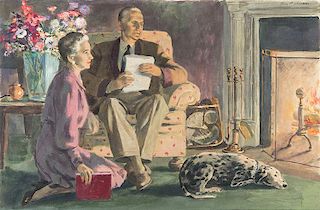 General George C. Marshall and Wife by the Home Hearth