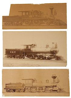 Group of Three Large-Format Photographs of Steam Locomotive Engines