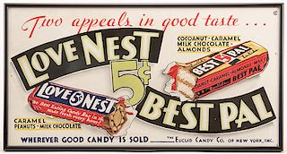 Two Love Nest Five Cent Candy Bar Signs
