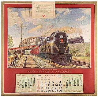 Three Large Pennsylvania Railroad Calendar Sheets