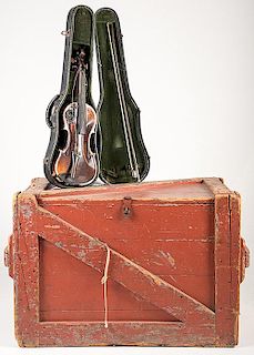 A Comedy Violin and Trunk Belonging to Spike Jones