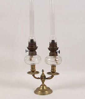 CONTINENTAL BRASS DOUBLE OIL LAMP