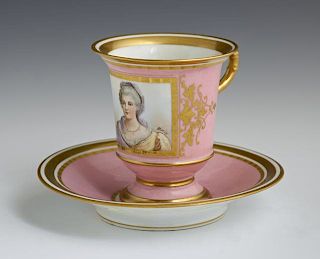 Sevres Porcelain Portrait Cup of Madame Des Houlie