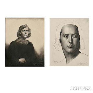 Gerald Leslie Brockhurst (British, 1890-1978)      Two Portraits: The Black Cloak (Mrs. Paul Mellon)