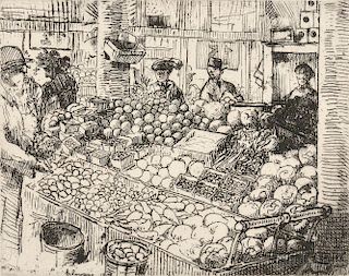 Jean-Émile Laboureur (French, 1877-1943)      Marché aux Légumes, New York