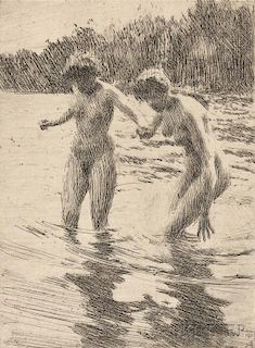 Anders Zorn (Swedish, 1860-1920)      Two Bathers