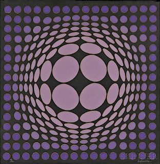Victor Vasarely (Hungarian/French, 1906-1997) and Frank Gallo (American, b. 1933)      Sinlag III - Black - Violet