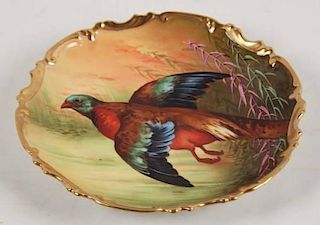 11.5" SIGNED LIMOGE PHEASANT CHARGER