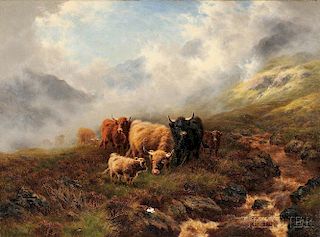 Sydney Robert Watson (British, 1892-1976)      Highland Cattle in a Landscape