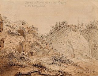 Attributed to Thomas Sandby (British, 1721-1798)      Remains of Cicero's Villa near Pozzuoli, on the Gulf of Baia
