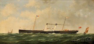 George Mears (British, 1826–1906)      The Steamer-Sidewheeler BOURDEAUX