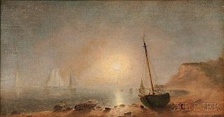John Adams Parker (American, 1837-1900)      Quiet Harbor, Sun Breaking Through