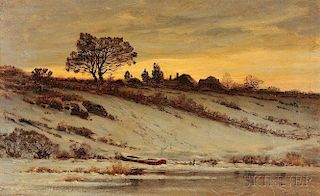 John Joseph Enneking (American, 1841-1916)      Winter Scene at Dusk