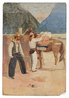 Attributed to Gerald Ira Diamond Cassidy (American, 1869-1934)      Cowboys Loading Their Gear