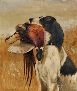 Alexander Pope (American, 1849-1924)      Setter with Pheasant