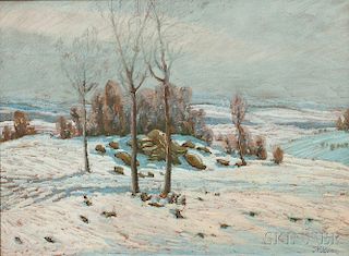 Konstantin Fedorovich Yuon (Russian, 1875-1958)      Three Trees in a Winter Landscape