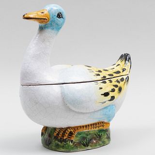 Continental Faience Model of a Goose