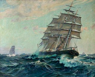 Charles Robert Patterson (American, 1878-1958)      Charging Through Rough Seas
