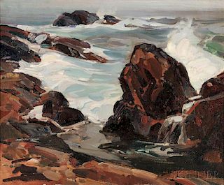 William Lester Stevens (American, 1888-1969)      Rocky Shore and Sea