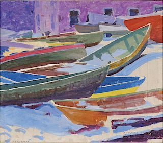 E. Ambrose Webster (American, 1869-1935)      Beached Dories