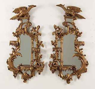 IMPORTANT PAIR OF ENGLISH CARVED GILT WOOD MIRRORS