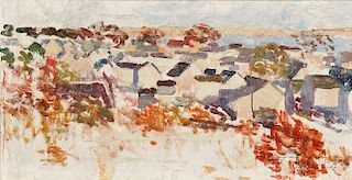 Nancy Maybin Ferguson (American, c. 1872-1967)      Sketch - Houses, from the Provincetown Screen
