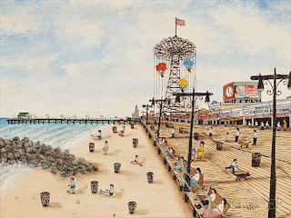 Vestie E. Davis (American, 1903-1978)      Coney Island Boardwalk, West