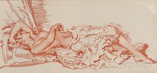 William Russell Flint (Scottish, 1880-1969)      Reclining Woman with Drapery