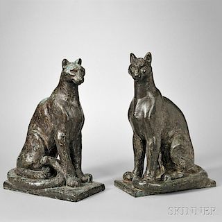 William Zorach (American, 1887-1966)      Pumas: A Pair of Bronzes