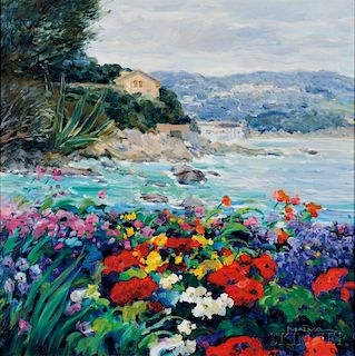 George Malva (Syrian, b. 1957)      Flower Garden and Rocky Cove