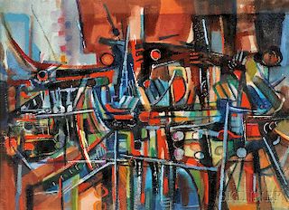 Osvaldo Gutierrez (Cuban, 1917-1997)      Abstract Cityscape