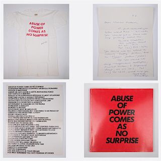 A Jenny Holzer (b. 1950) Signed T-Shirt with Handwritten Letter, 1983,