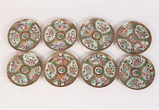 SET OF 8 EARLY ROSE MEDALLION PLATES
